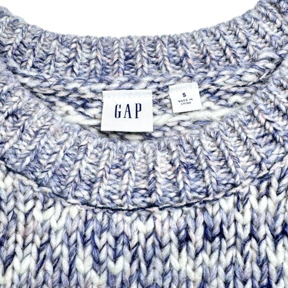 VTG Gap Fair Isle Sweater Sz.S Blue Chunky Knit Alpaca Blend Chunky Nordic Cozy - Picture 6 of 12